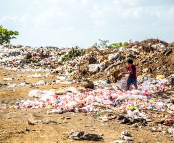 Human made sun and rain demonstrates plastic pollution impact